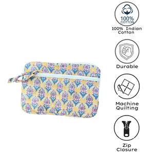 Quilted Cotton <b>Laptop</b> <b>Sleeve</b> 13/15 Inch Zippered Closure Luxurious Modern Travel Fashionable Elegant Vintage Jaipur Block Print - Product Image 4