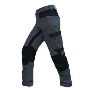 RICSA INTERNATIONAL Men's Gray Hi Visibility <b>Work</b> <b>Pants</b> <b>Black</b> Knee Patches CE Certified Polyester Abrasion Resistant Cargo Style - Product Image 3