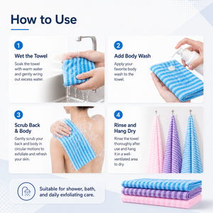 Pinkrabbit J5002 Toallas de Baño de Alta Calidad, No Tejidas, Exfoliantes Corporales, Doble Color, Antibacterianas, Duraderas, para Ducha - Product Image 4