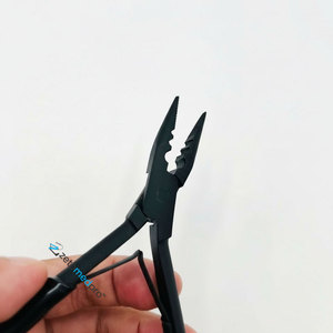 Pince multifonctionnelle en acier inoxydable noir mat à 3 trous pour extensions capillaires, micro et nano perles, réutilisable, vente en gros - Product Image 2