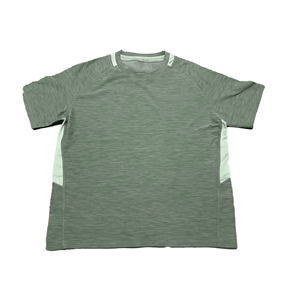 T-shirt à manches courtes pour homme, col rond, coupe régulière, style décontracté, gris avec empiècements latéraux roses, séchage rapide, polyester - Product Image 4