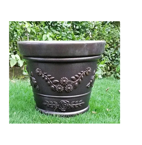 Maceta de Plástico Ecológica Ligera y Duradera Indigo, Aspecto Plateado Antiguo, 14 Pulgadas, Estilo Moderno Vintage para el Hogar - Product Image 3