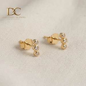 Boucles d'oreilles en or massif 14 carats avec diamant de laboratoire certifié IGI, taille brillant rond, pour femme, fabrication sur mesure, vente en gros - Product Image 3