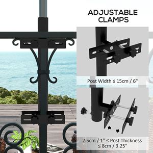 Comoda staffa di montaggio per ringhiera nera con morsetti regolabili, supporto per ombrellone da patio per un facile utilizzo - Product Image 4