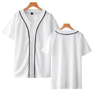 Vêtements de sport respirants, anti-humidité, à séchage rapide, imprimés, pour hommes et femmes, manches courtes, col en V, maillots de baseball personnalisés, 100% coton - Product Image 3
