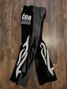 Meilleure qualité pour hommes 100% coton 500gsm fuit le soleil en détresse broderie survêtement sweat à capuche zippé pantalon plat en gros - Product Image 3