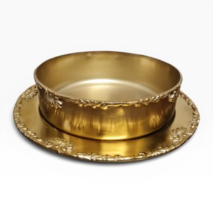 Assiette et bol en métal argenté avec bordure décorative, accessoires pour chocolat personnalisables, tailles et couleurs sur mesure disponibles - Product Image 5