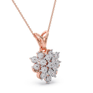 Collar con Colgante de Cadena de Oro con Diamantes y Racimo Floral de Múltiples Pétalos - Product Image 1