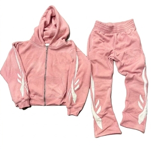 Ensemble survêtement homme personnalisé imprimé, 100% coton, style Y2K, avec sweat à capuche et pantalon de jogging color block - Product Image 4