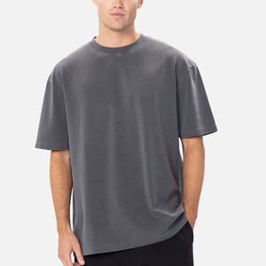 Camiseta de Hombre de Algodón Tejido de Alta Calidad OEM, Corte Holgado, Color Gris Oscuro, Estilo Urbano, con Estampado Personalizado en la Parte Delantera - Product Image 3