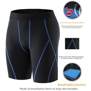 <b>Men</b> Compression <b>Shorts</b> Mid Waist Elastic Quick Dry Solid <b>Black</b> Spandex Nylon Sporty Style Front Logo - Product Image 4