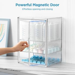 Organizador de Botellas de Bebé de Acrílico Transparente de 3 Niveles Ajustables, Caja de Almacenamiento para el Hogar y la Organización - Product Image 4