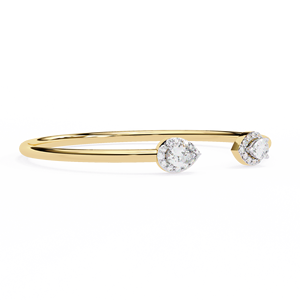 Brazalete de Oro de 18K con Diamantes Cultivados en Laboratorio, Corte Pera, Halo, Diseño Abierto, para Mujer, Regalo, Joyería de Boda - Product Image 2