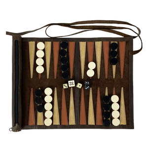 Leather <b>Backgammon</b> Roll-Up Board Game <b>Set</b> Foldable for Travel and Outdoor Use - Product Image 3