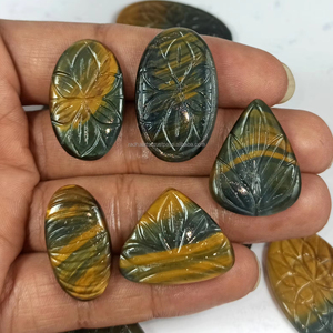 Lote al por Mayor de Flores de Ojo de Tigre Namibiano Talladas a Mano, Cabujón de Cristal Curativo Natural de Ojo de Tigre Multicolor - Product Image 4