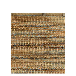 Handmade Striped Jute Area Rug Brown/Blue Natural <b>Fiber</b> Turned Tool <b>Product</b> - Product Image 5