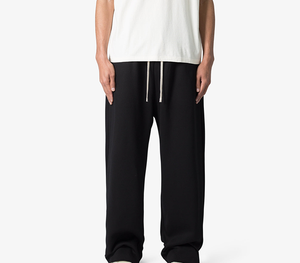Pantalones Deportivos Negros de Algodón para Hombre, Cintura Elástica con Cordón, Estilo Casual, Tejido Transpirable de Peso Medio para Primavera - Product Image 4