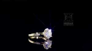 แหวนหมั้นเพชรทรงกลมเจียระไนแบบบริลเลียนท์ ทองคำขาว 14K ประดับเพชรแล็บโกรว์ลายดอกไม้สไตล์วินเทจ ดีไซน์กลีบดอกไม้แบบสแกลลอป - Product Image 6
