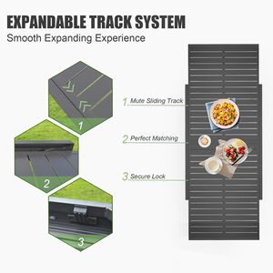 Adjustable Aluminum Patio <b>Dining</b> <b>Table</b> 35\" 71\" <b>Extendable</b> for Indoor <b>Outdoor</b> Use E-Coating 4-6 Person Garden <b>Dining</b> - Product Image 4