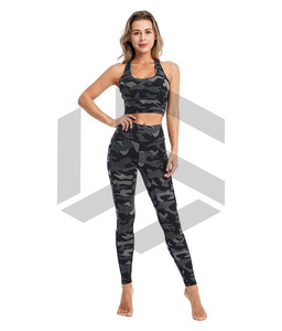 Custom Logo Design Women's New Style Sports Wear Crop Tops & <b>Legging</b> Solid <b>Pattern</b> Yoga Wear 2-Piece Set - Product Image 3