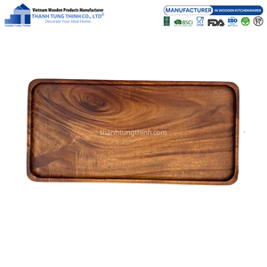 Assiette en bois naturel multi-formes, résistante à la chaleur, écologique, fabriquée au Vietnam, pour la cuisine - Product Image 3