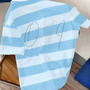 Camiseta Personalizada para Hombre, de Felpa Sólida y Transpirable, de Algodón, Manga Corta, Informal, para Verano, Golf, con Logotipo Frontal, Azul y Blanco, Proveedor Mayorista - Product Image 2