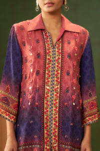 Ethnic Wear Women Purple Embroidered Straight <b>Kurta</b> Set With Palazzo Pants Traditional <b>Indian</b> Pakistani Casual Outfit - Product Image 6