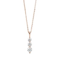 Collar con Colgante de Tres Diamantes Redondos Finos Cultivados en Laboratorio, Certificado IGI, Oro Sólido de 10K, 14K, 18K, Collar con Colgante de Promesa