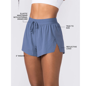 <b>Women</b> Summer Solid Mid <b>Elastic</b> <b>Waist</b> Yoga <b>Shorts</b> Side Split Breathable Quick Dry Sweat-Wicking Athletic Gym Running Puff <b>Shorts</b> - Product Image 5