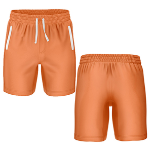 Pantalones Cortos Deportivos de Punto de Secado Rápido para Hombre, Color Naranja, con Franja Lateral, Cintura Elástica, Corte Casual, Cierre con Cordón - Product Image 1