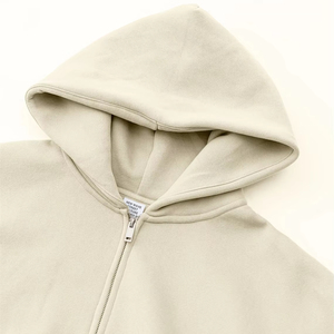 Men's Oversized Hooded <b>Zip</b>-<b>Up</b> Fleece Sweatshirt Solid Color Casual Cotton Hoodie Autumn Wear Regular Fit Pocket Design - Product Image 2