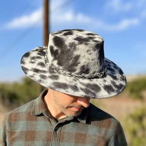 Cowhide Leather Cowboy <b>Hats</b> Hair on Hide Genuine Leather <b>Western</b> Style Outdoor <b>Hats</b> for Men Four Seasons Eoin Winston Sports - Product Image 4