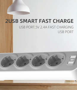 Materiales de Ingeniería para la Prevención de Incendios, Enchufe de Sobremesa Serie NOVA 2026, Nuevo Diseño, 3 Vías, 16A, Interruptor de Sobrecarga - Product Image 3