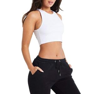 Camiseta sin mangas activa de entrenamiento para mujer 2025 Yoga deportes básico Fitness Crop Top tejido liso en blanco ropa personalizada para otoño para mujer - Product Image 5