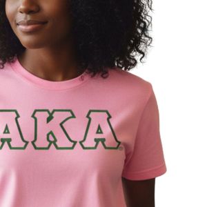 Camiseta Rosa con Letras AKA para Mujer, Camiseta Informal de Verano, Colores Verde y Rosa - Product Image 2