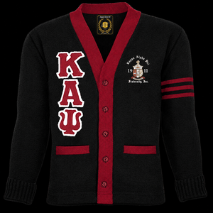 เสื้อคาร์ดิแกนแขนยาวคอวีลายทางสำหรับผู้ชาย แบรนด์ Ka Alpha Psi ผลิตจากผ้าขนสัตว์ 100% ป้องกันการหดตัว ปักอักษรและตราสัญลักษณ์  สำหรับฤดูใบไม้ร่วง รับผลิตแบบ OEM - Product Image 5