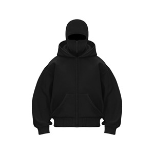 Sweat-shirt à capuche oversize pour homme, noir uni, en polyester/coton French Terry, décontracté, anti-rétrécissement, pour l'automne - Product Image 1