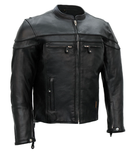Blouson de motard ventilé en cuir véritable noir pour homme, personnalisé, avec double passepoil, style racer, OEM ODM, grandes tailles, vente en gros - Product Image 1