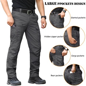 <b>Men's</b> Dark Gray <b>Camo</b> <b>Cargo</b> <b>Pants</b> Mid Waist Multiple Pockets Breathable Lightweight Polyester Quick Dry Zipper Fly Casual Style - Product Image 4