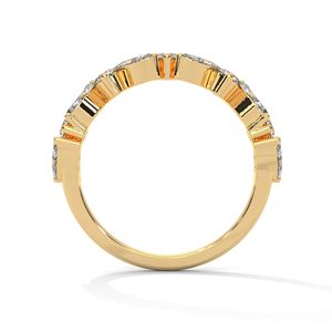 Anillo de Oro Atemporal con Diamantes Cultivados en Laboratorio, Diseño de Media Eternidad para Uso Diario Femenino - Product Image 2