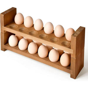 Wooden <b>Egg</b> Rack 12 Slots Double Layer Storage Holder for Kitchen Customized Shape Handmade Different Sizes <b>Eco</b>-Friendly - Product Image 1