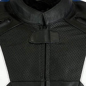 Blouson de moto en cuir pour homme, manches longues, color-block, respirant, imperméable, coupe-vent, toutes saisons, style course - Product Image 5