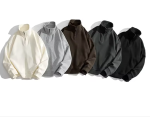 Sudadera con media cremallera de alta calidad, marca de moda Unisex, ropa de calle de lana de gran tamaño, Sudadera con capucha cuadrada recortada, sudadera con media cremallera para hombres - Product Image 4