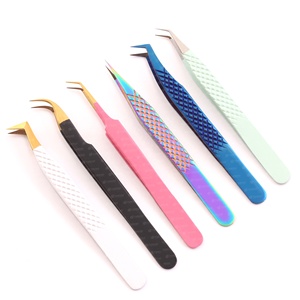 Pince à épiler d'extension de cils à poignée en diamant à pointe de fibre - Product Image 4