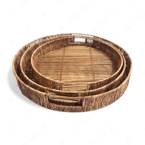 Organisateur de table de salon THE PARALLEL en bambou et jute, plateau de rangement et d'organisation - Product Image 2