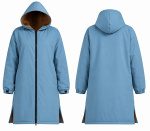 Unisex Hooded Wave Print Polyester Fleece Lined <b>Waterproof</b> Windproof <b>Long</b> Swim Parka <b>Jacket</b> for Swimming Team Training Hot - Product Image 3