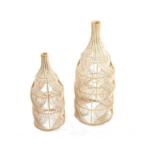 Wholesale Decorative Rattan <b>Lampshade</b> Set Handwoven <b>Wicker</b> Hanging Light Shades Rustic Pendant Lamps For Restaurant Resort Home - Product Image 2