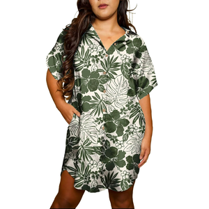 Camisa Hawaiana para Mujer, Estampado Floral, Manga Corta, Abotonada, Informal, Vestido de Verano para Vacaciones - Product Image 3