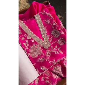 Conjunto de traje de fiesta de diseñador para mujer con trabajo de secuencia Incluye pantalón y Dupatta - Product Image 2