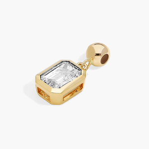 IGI Certified 1 ct <b>Emerald</b> Cut Lab Grown Diamond Charm <b>Pendant</b> 14K Yellow Gold Full Bezel Set Solitaire <b>Emerald</b> Diamond - Product Image 3